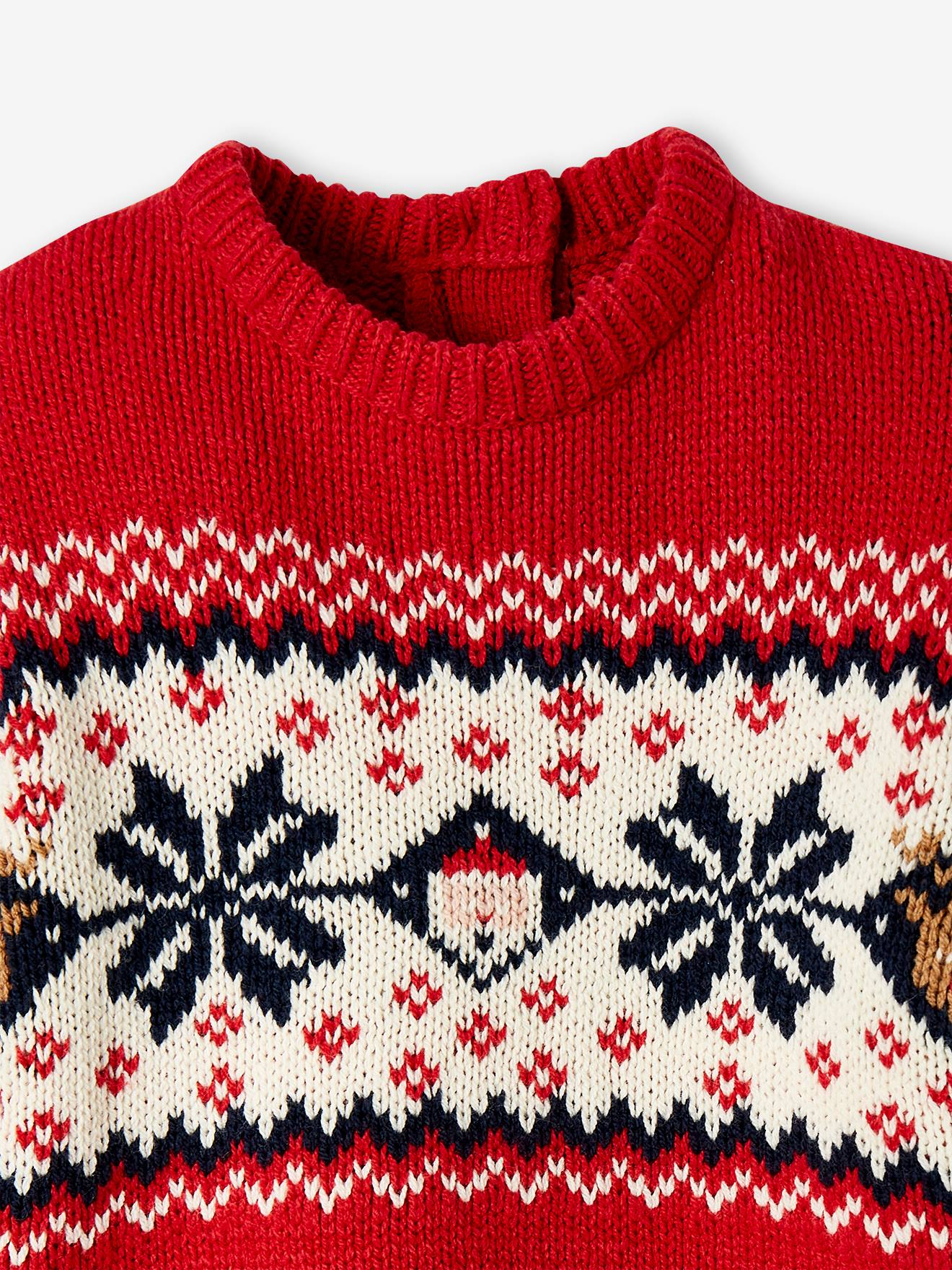 Vertbaudet Baby Weihnachts-Pullover Capsule Collection FAMILIE Oeko-Tex - rot