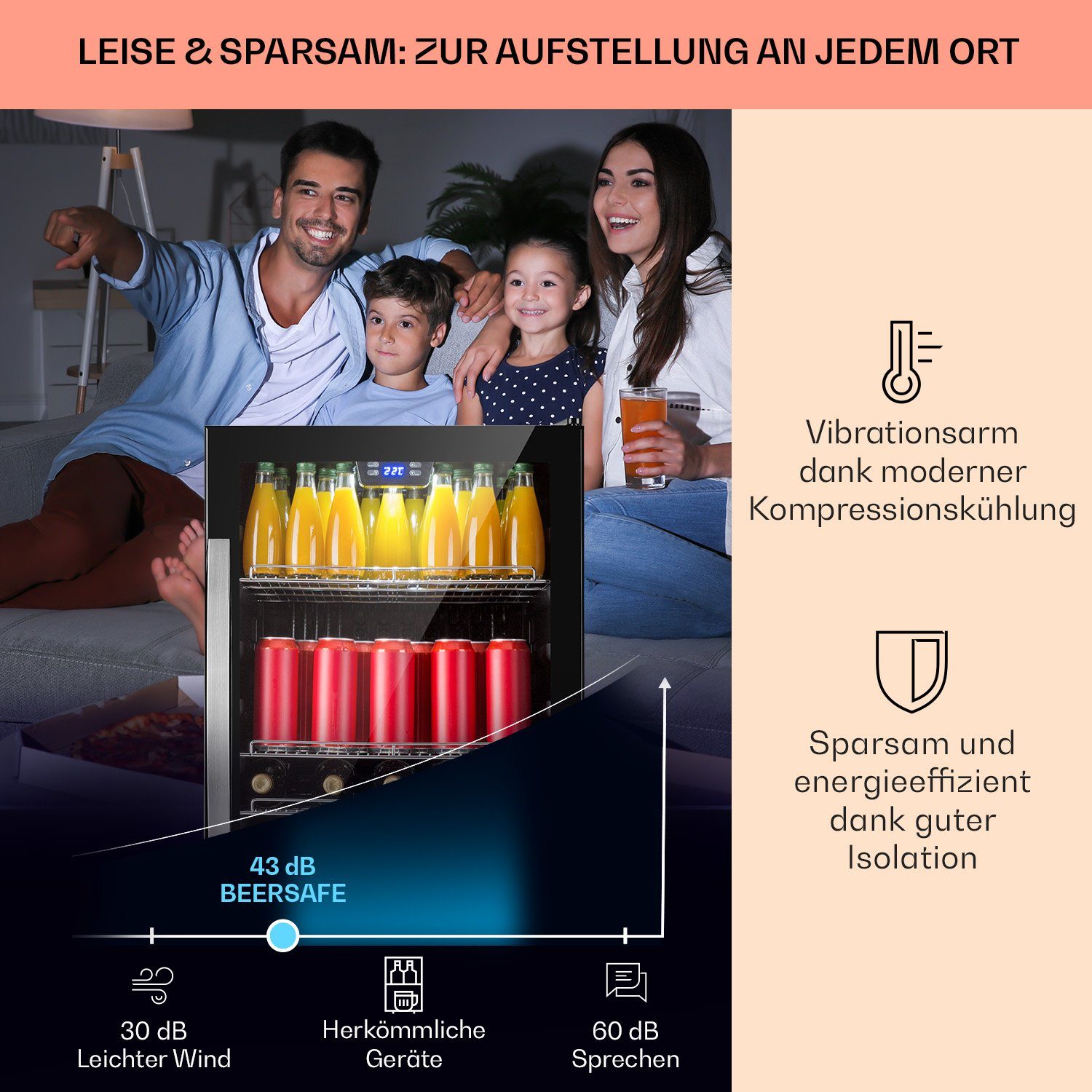 Klarstein Getränkekühlschrank HEA8-Beersafe5XL-OX 10039512, 84 cm hoch, 55 cm breit, Bierkühlschrank Getränkekühlschrank Flaschenkühlschrank mit Glastür