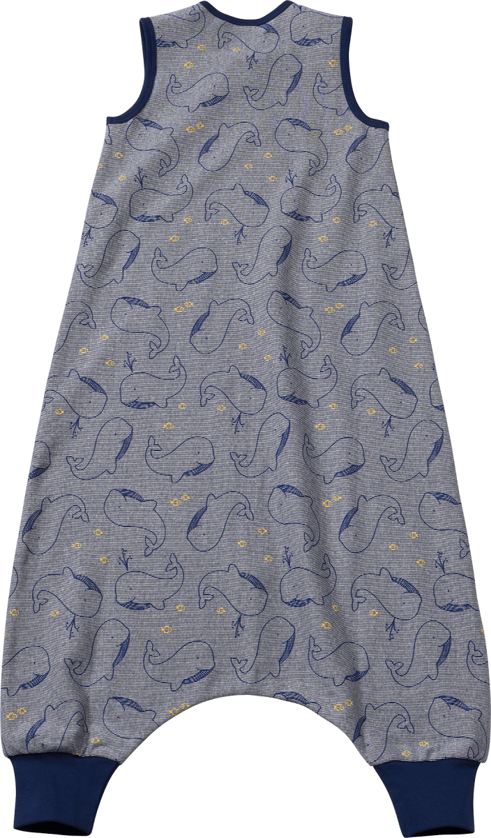 Schlafsackmit Beinen 0,5 TOG, mit Wal-Muster, blau, 100 cm, 1 St