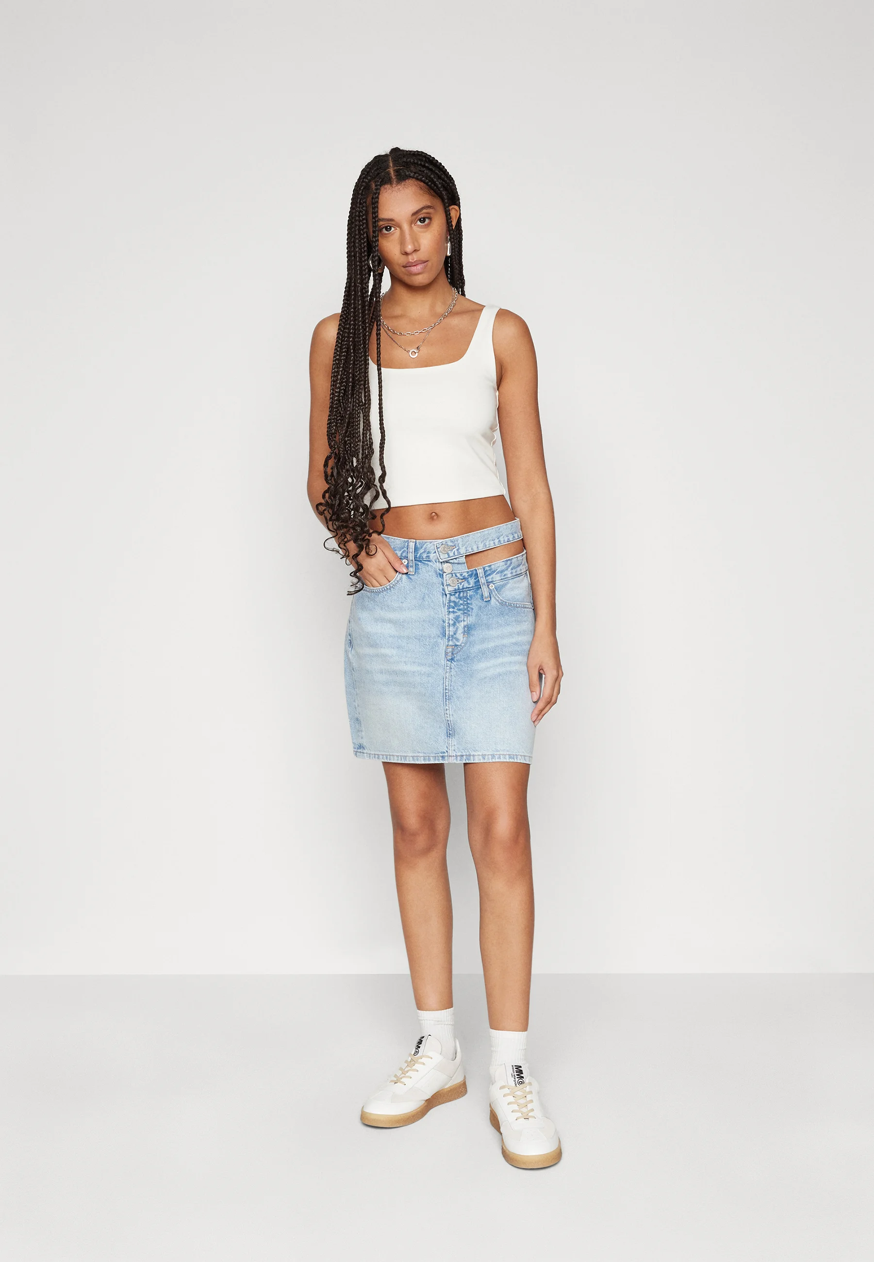 Tommy Jeans MOM CUT OUT - Falda vaquera