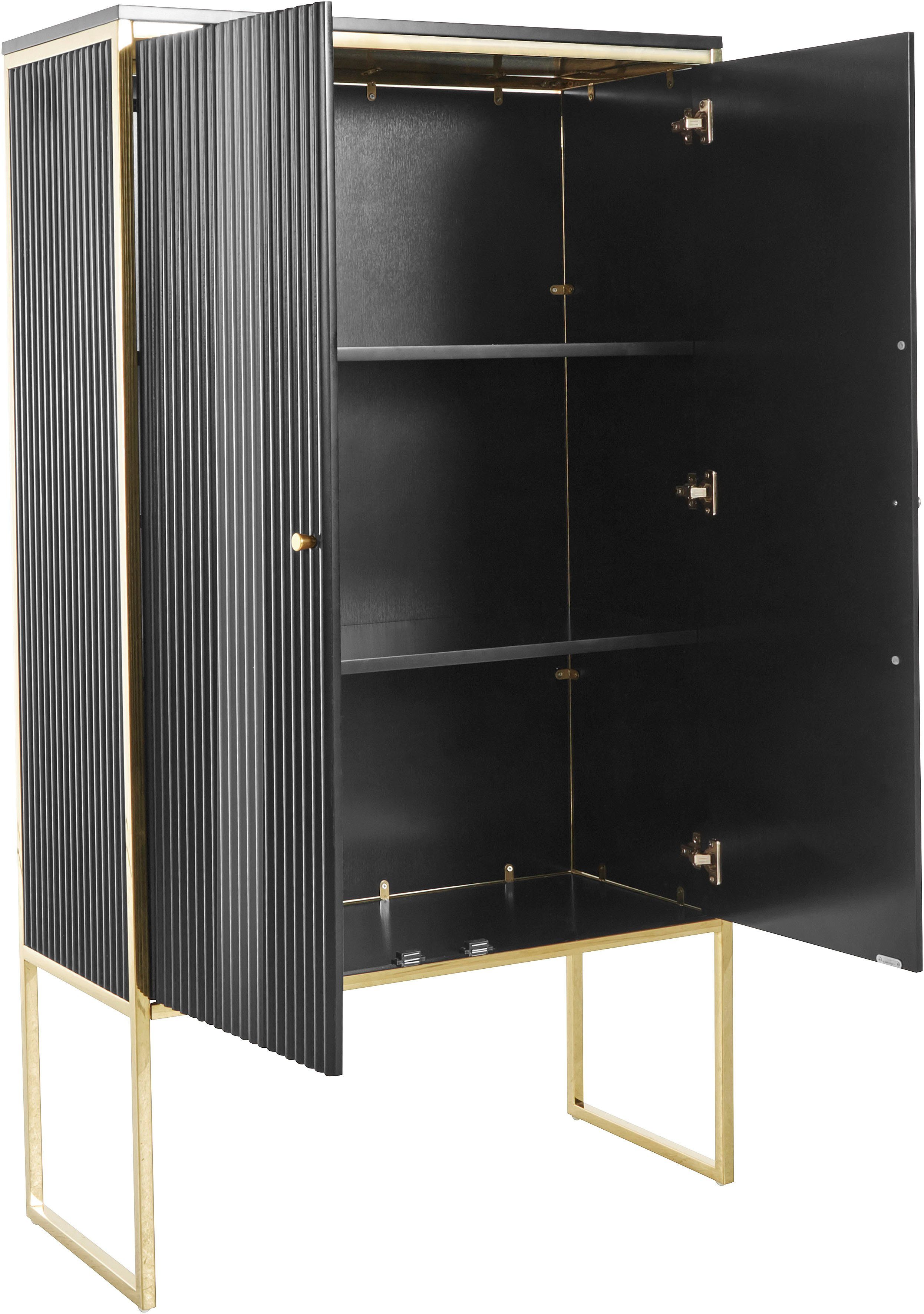 Guido Maria Kretschmer Home&Living Highboard Woodly, modernes Design, mit goldfarbenen Absätzen, viel Stauraum