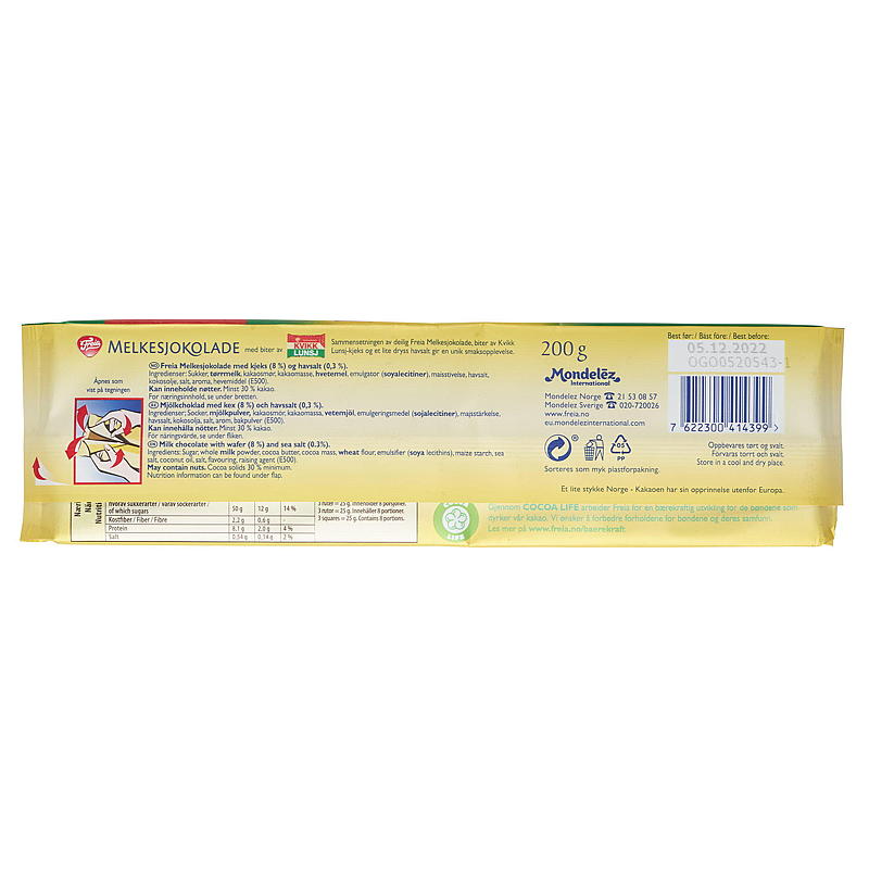 Freia Melkesjokolade Kvikk Lunsj 200 g Freia