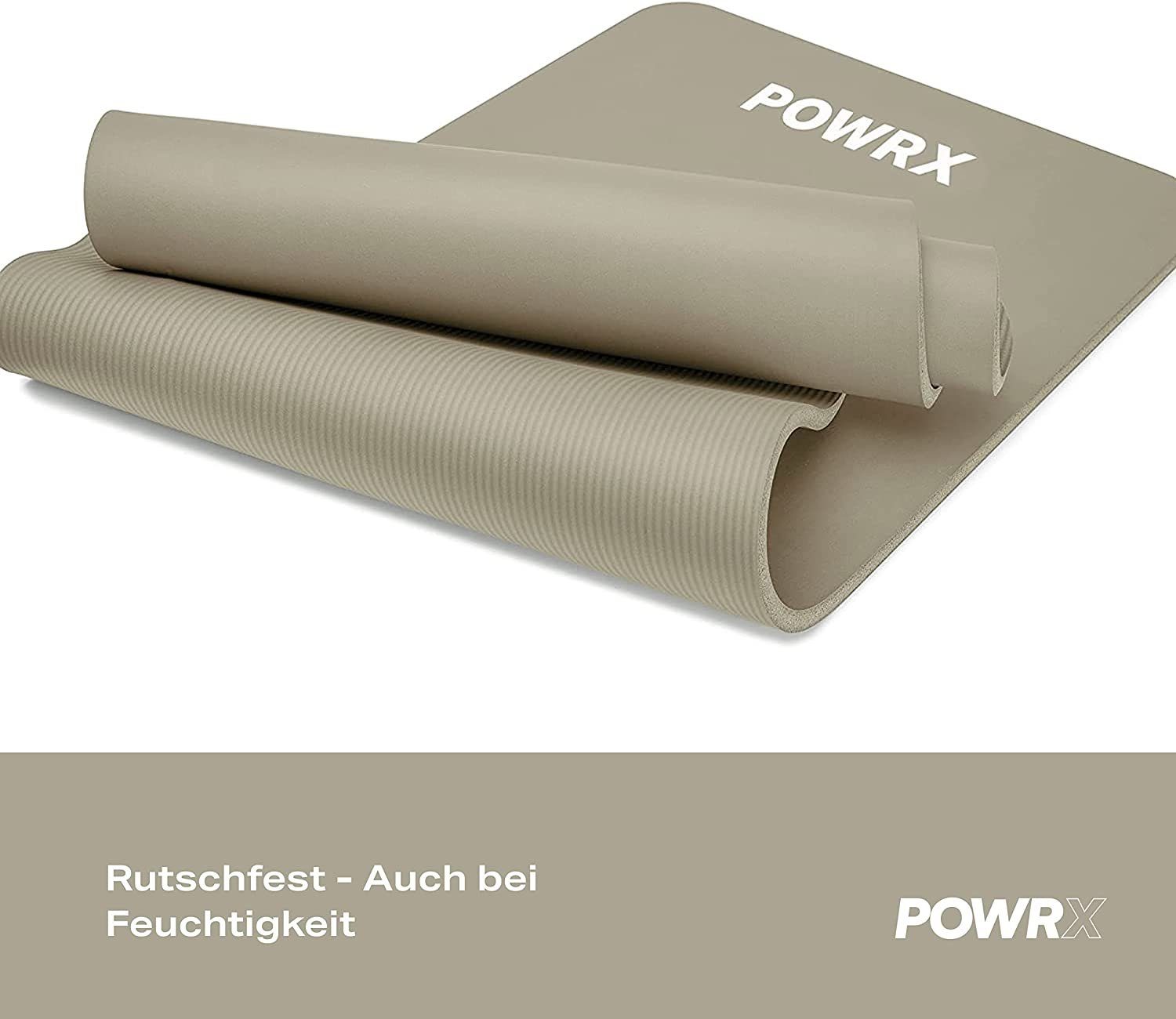 POWRX Yogamatte Gymnastikmatte Yogamatte Hellgrau 183x60x1cm, Light Grey 183 X 60 X 1 Cm 183 X 60 X 1 Cm