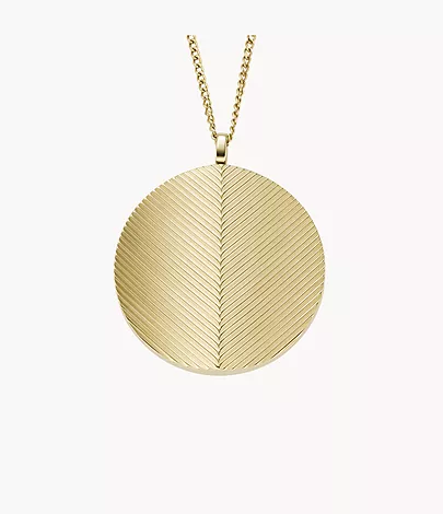 Fossil Kette Harlow Locket Collection Anhänger Edelstahl goldfarben