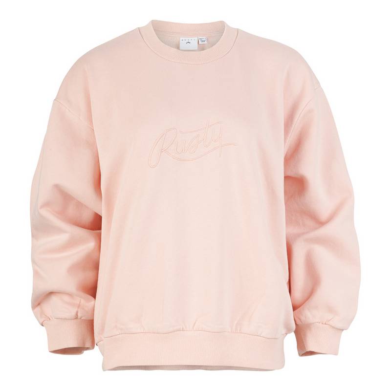 RUSTY RUSTY SCRIPT OVERSIZE CREW NECK FLEECE Rundhalspullover Damen