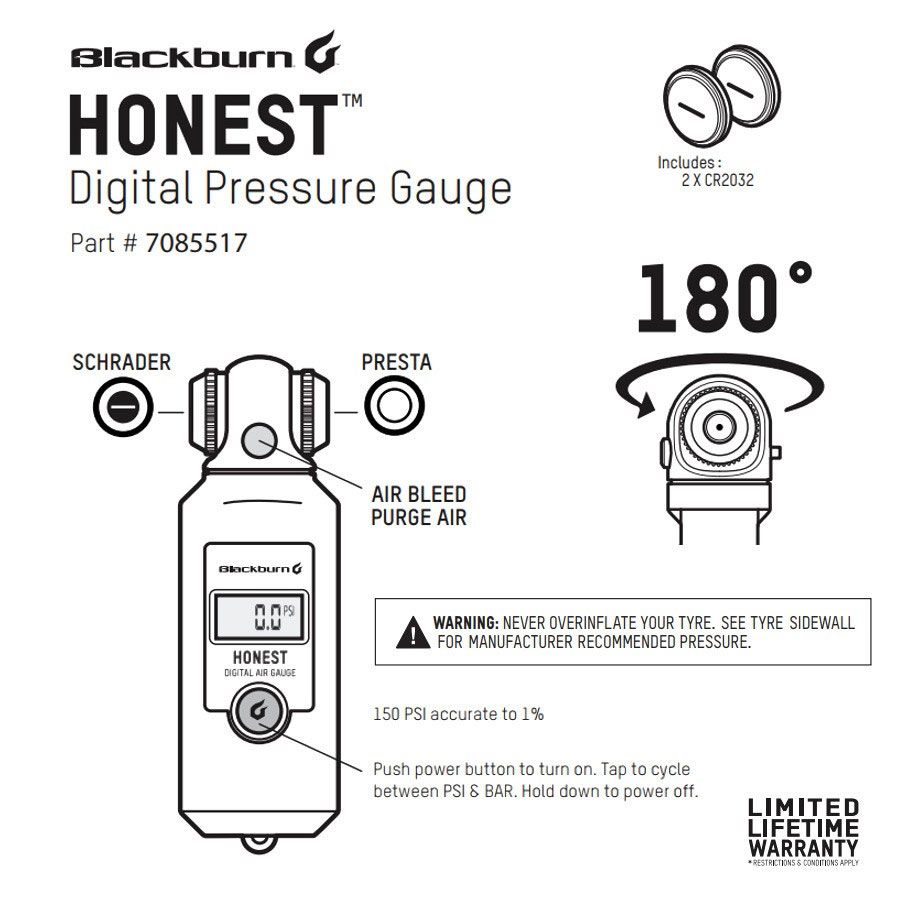 Blackburn Honest Digital Pressure Gauge Luftdruckprüfer kaufen | Bike-Discount