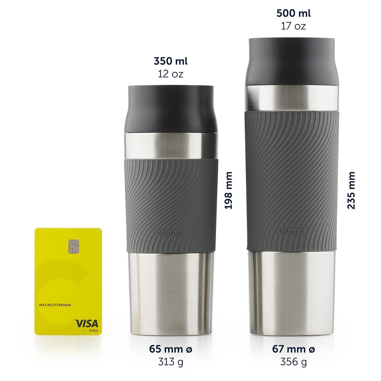 Blumtal Isolierflasche Thermobecher Classic aus Edelstahl - auslaufsicher Kaffeebecher to go, hält 4h heiß/ 8h kalt, 360° Trinköffnung, Easy Quick-Press-Verschluss