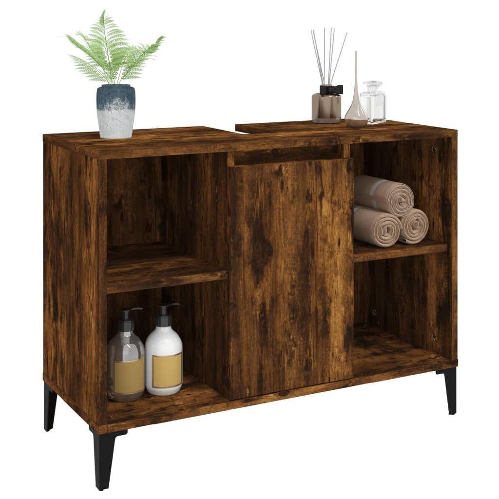 vidaXL Badezimmerspiegelschrank Waschbeckenunterschrank Räuchereiche 80x33x60 cm Holzwerkstoff (1-St)