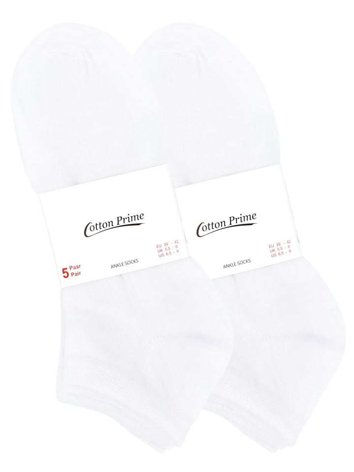 Cotton Prime® 10 Paar COTTON-Essentials Sneaker-Socken in Weiss günstig kaufen