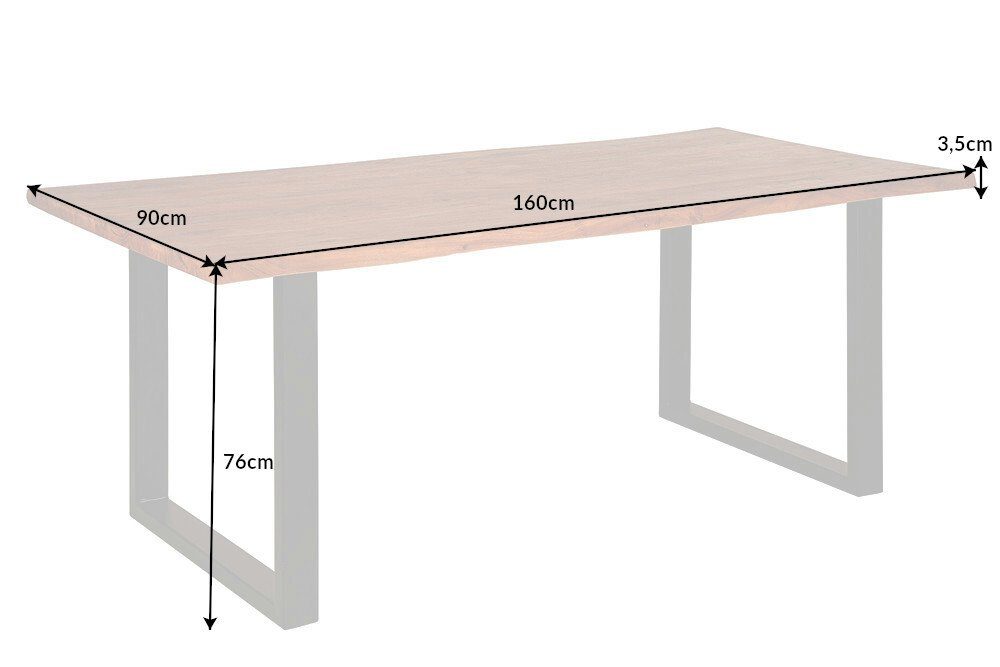 riess-ambiente Baumkantentisch MAMMUT 160cm natur / schwarz (Einzelartikel, 1-St), Massivholz · Stahl · Kufen · 3,5cm Platte · Esszimmer · Industrial
