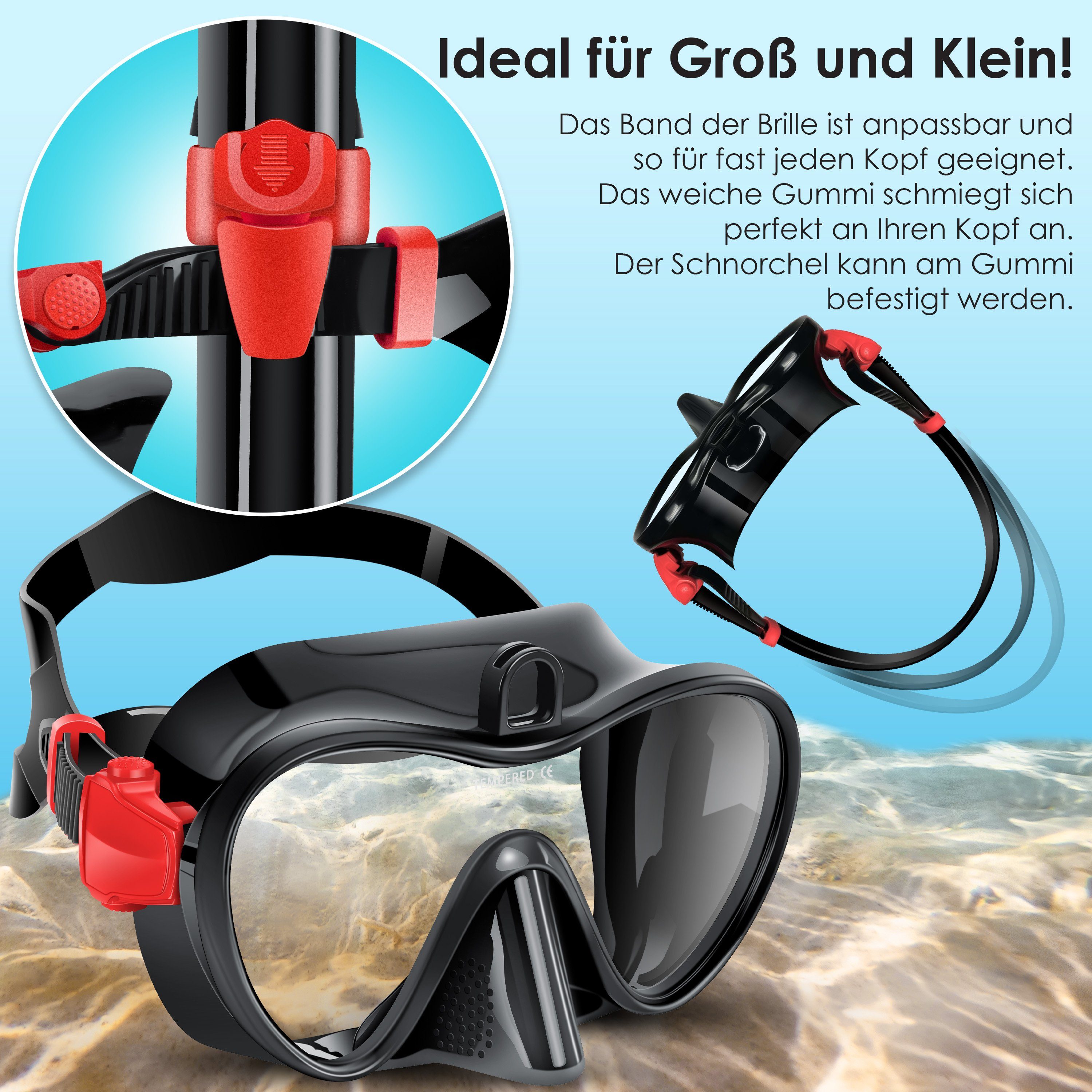 KESSER Taucherbrille, Schnorchelset Profi Taucherbrille Schnorchelmaske Tauchset