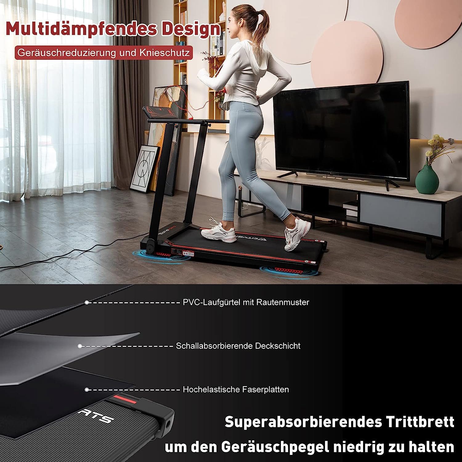 CITYSPORTS Laufband WP9, Klappbares Laufband bis 12 km/h mit APP walking jogging pad