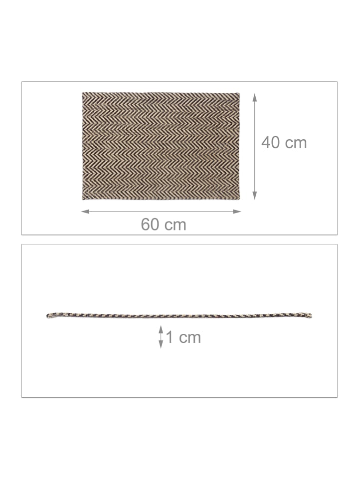 relaxdays Fußmatte Zickzack in Natur/Schwarz - (L)60 x (B)40 cm günstig kaufen onesize