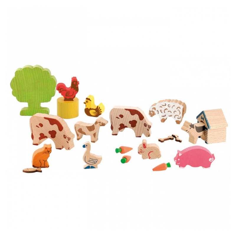 Figurines Les animaux de la ferme en bois