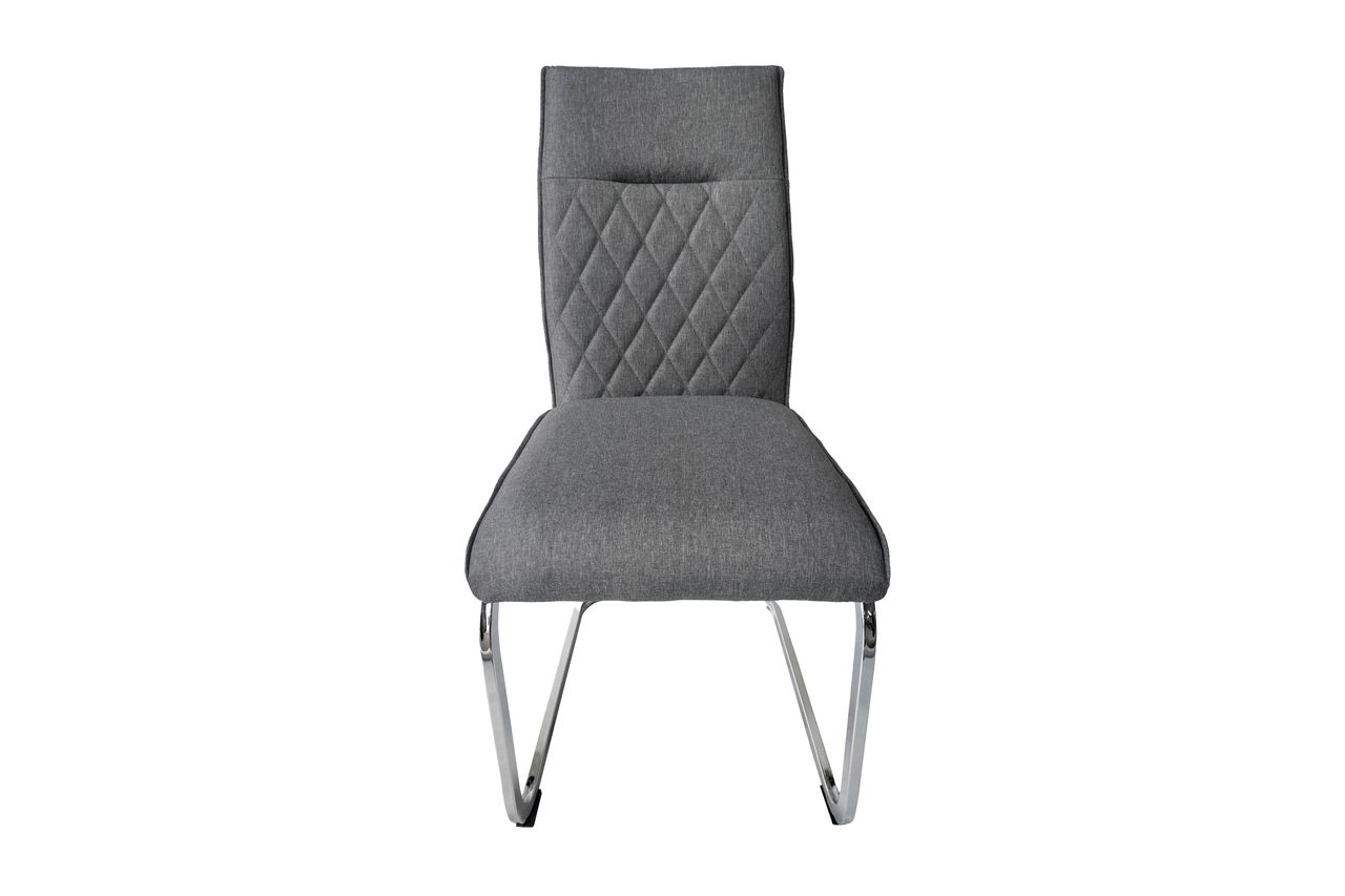 byLiving BELLA Schwinger, 2er-Set, Metall verchromt, Webstoffbezug grau