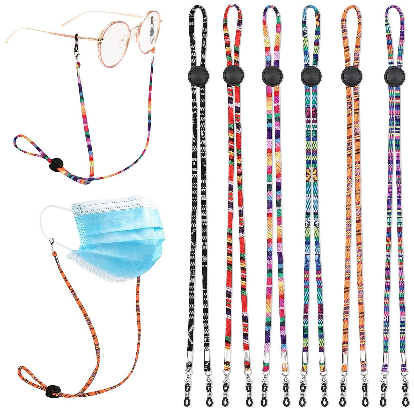 Sarfly Brillenkette Pack of 6 Braided Chain Glasses Glasses Cord
