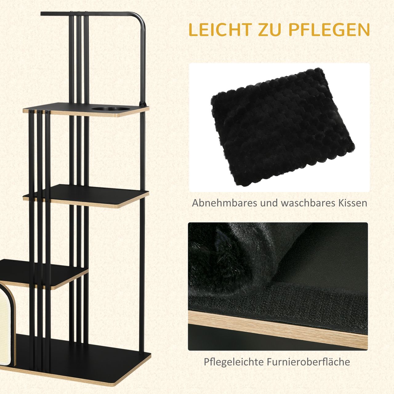 PawHut Katzenbaum 170 cm Kratzbaum mit Kissen Kletterbaum mit Kratzbrett Stahl