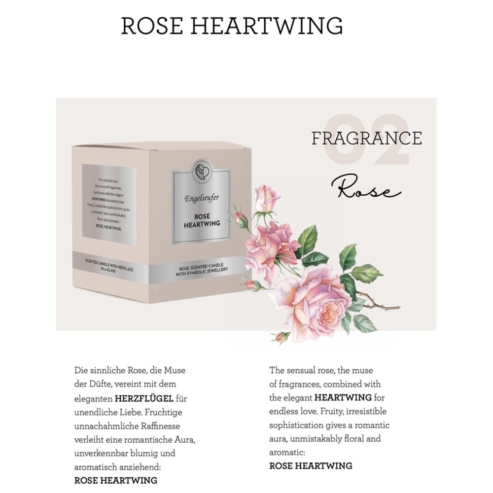 Engelsrufer Bougies parfumées Bougie-bijou Rose avec chaîne Heartwing Bougie
