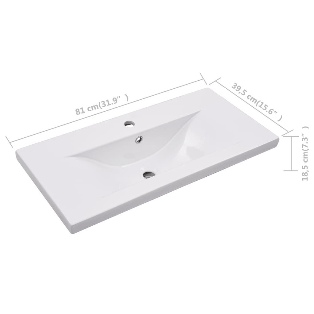 vidaXL Waschbecken Einbauwaschbecken 81x39,5x18,5 cm Keramik Weiß