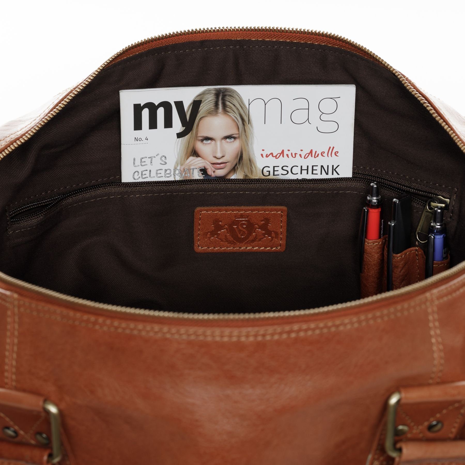 SID & VAIN Reisetasche Leder Weekender Unisex LINUS, Echtleder Reisegepäck für Damen & Herren, Sporttasche XL braun