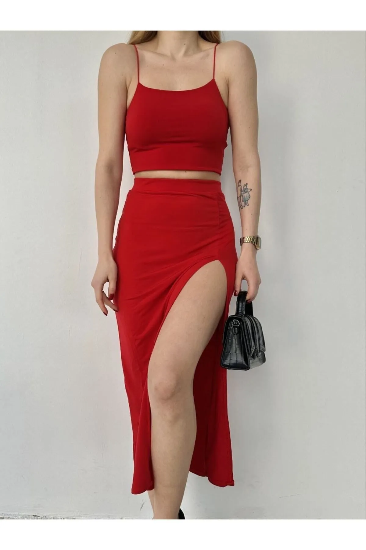 mymoda  Crop-Set mit seitlich geschlitztem Rock