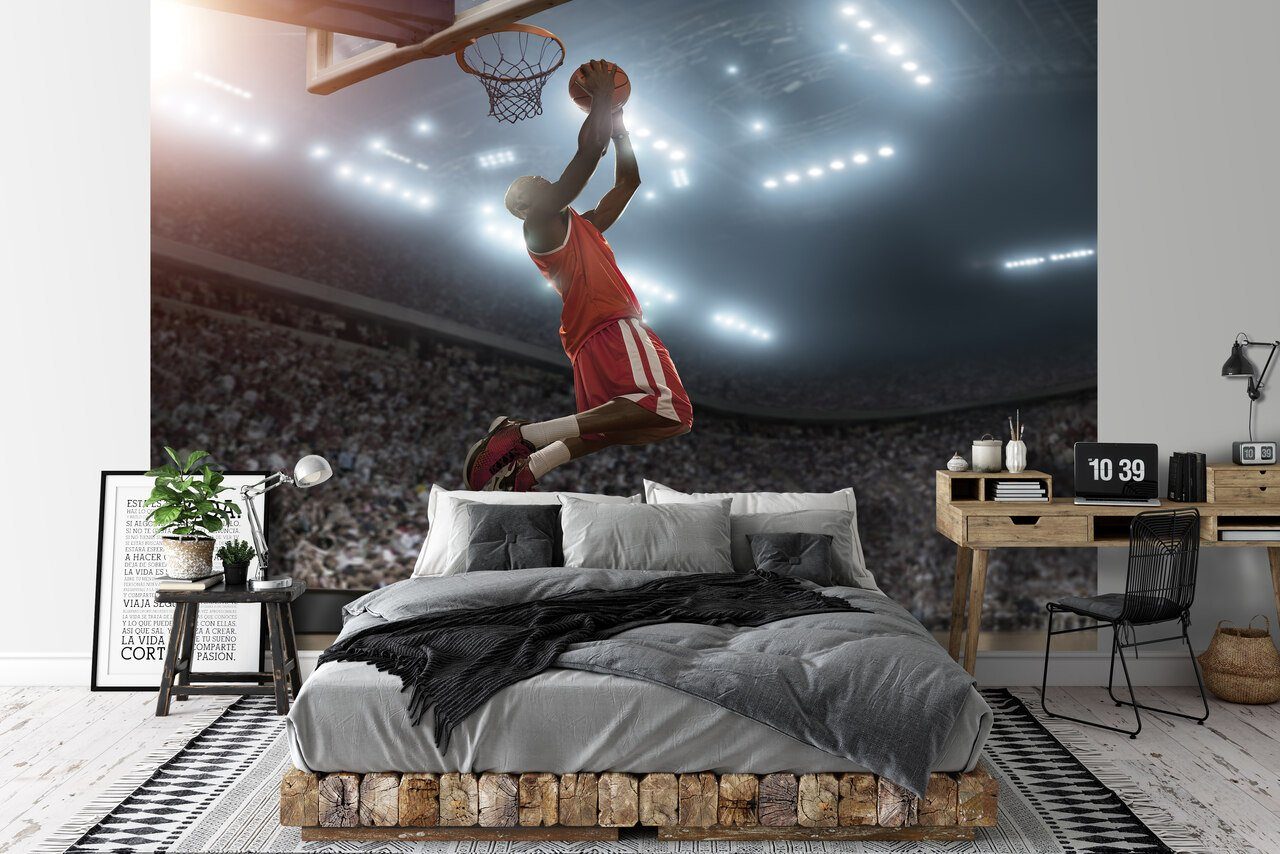 Wallarena Fototapete Kinderzimmer Jungen Basketball Jugend Vlies Tapete Vliestapete, Glatt Vlies Struktur Vinyl, Kinder, Sport, Tapete inklusive Kleister Vliestapete Motivtapete