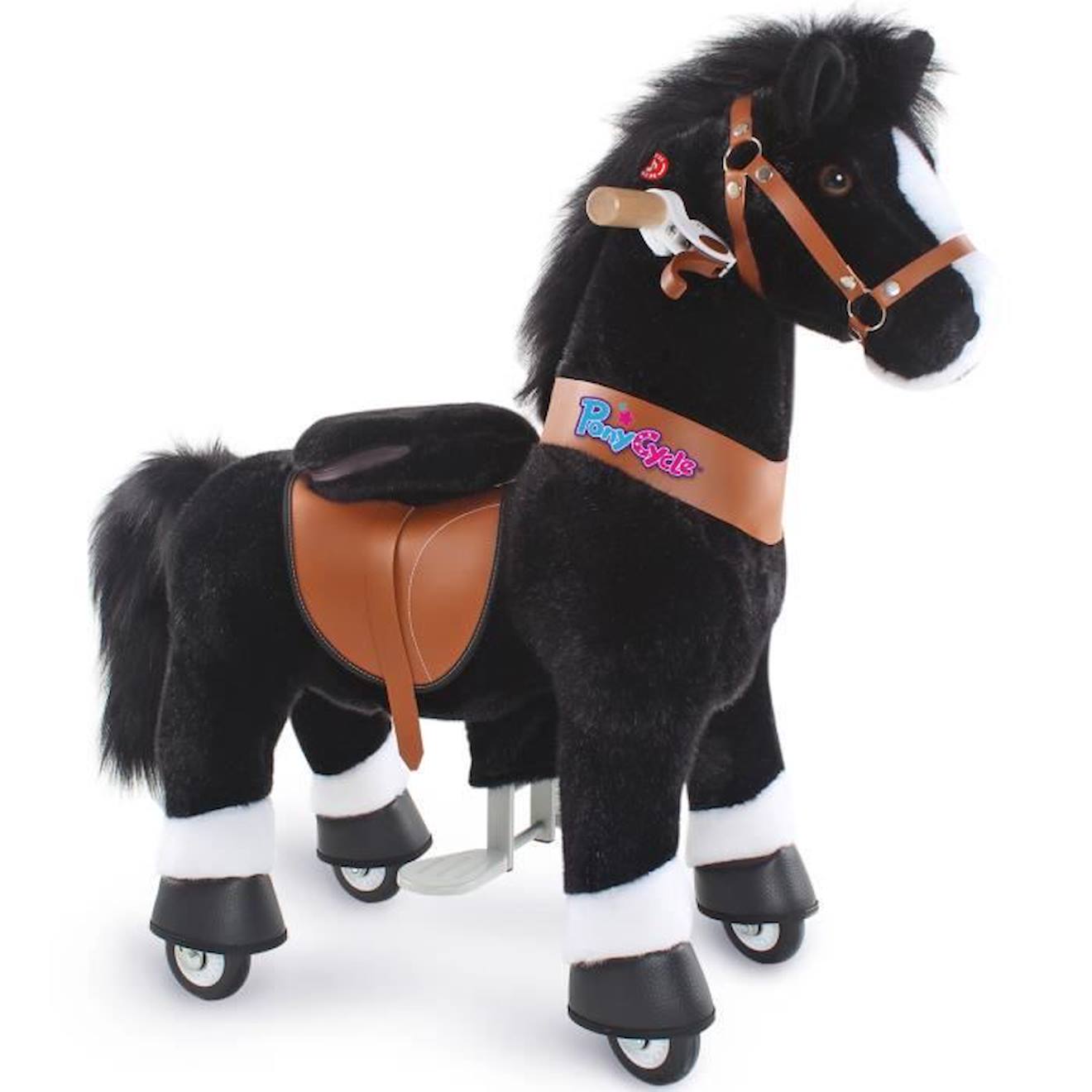 PonyCycle Modèle U Cheval à Bascule Jouet Cheval qui Avance Cheval noir avec frein et son Taille 3 pour les 3-5 ans Ux326 noir