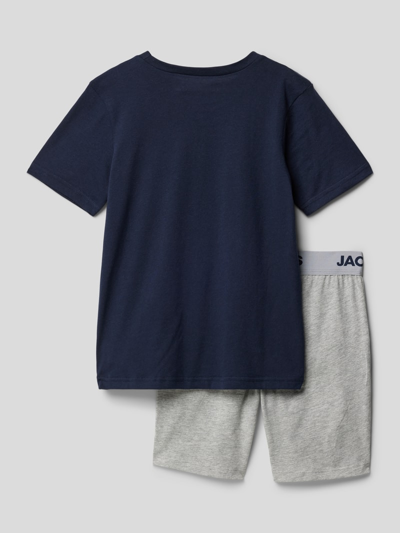 Pyjama mit Label-Print Modell 'AARON' in marineblau