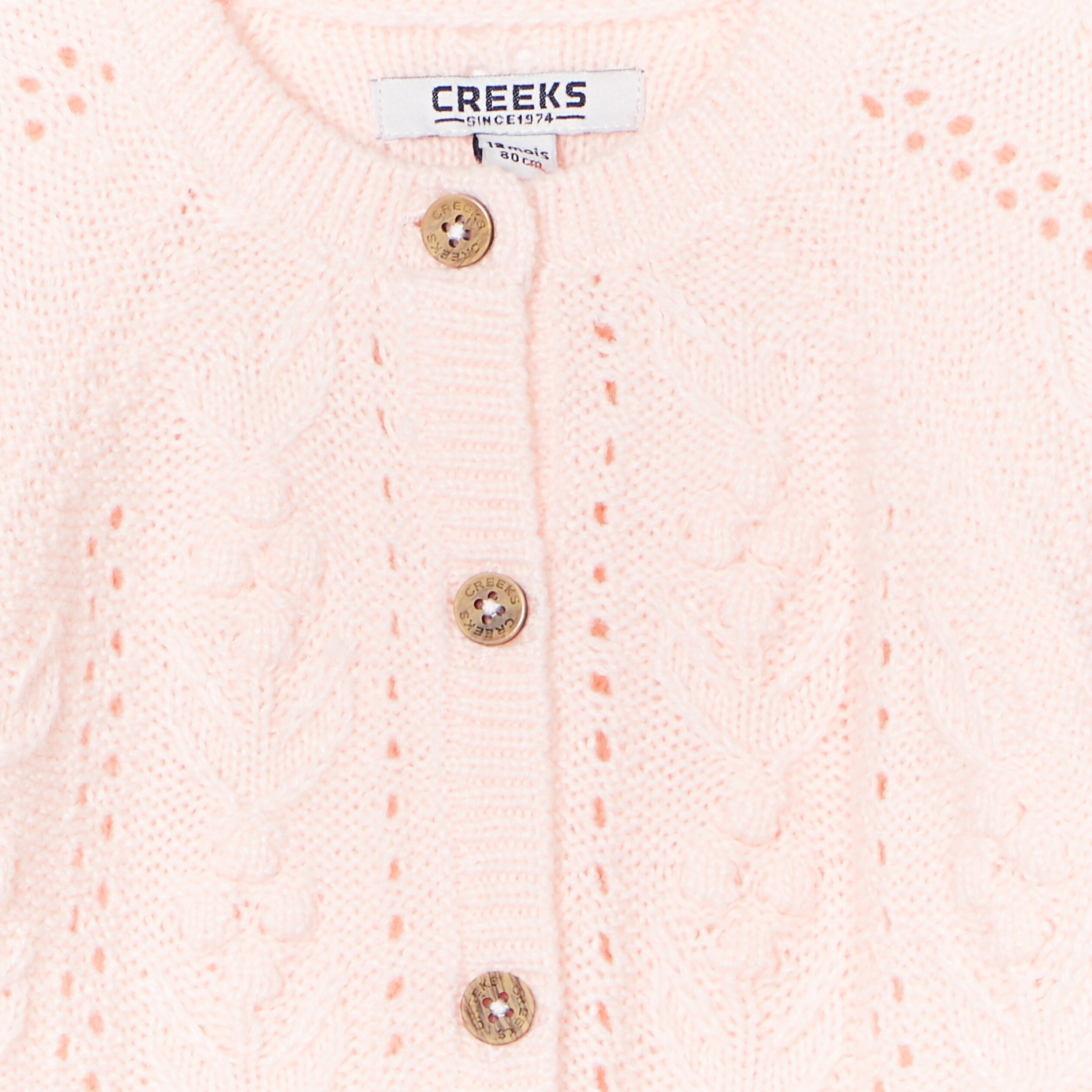 Gilet ajouré boutonné Creeks rose clair bébé fille | La Halle