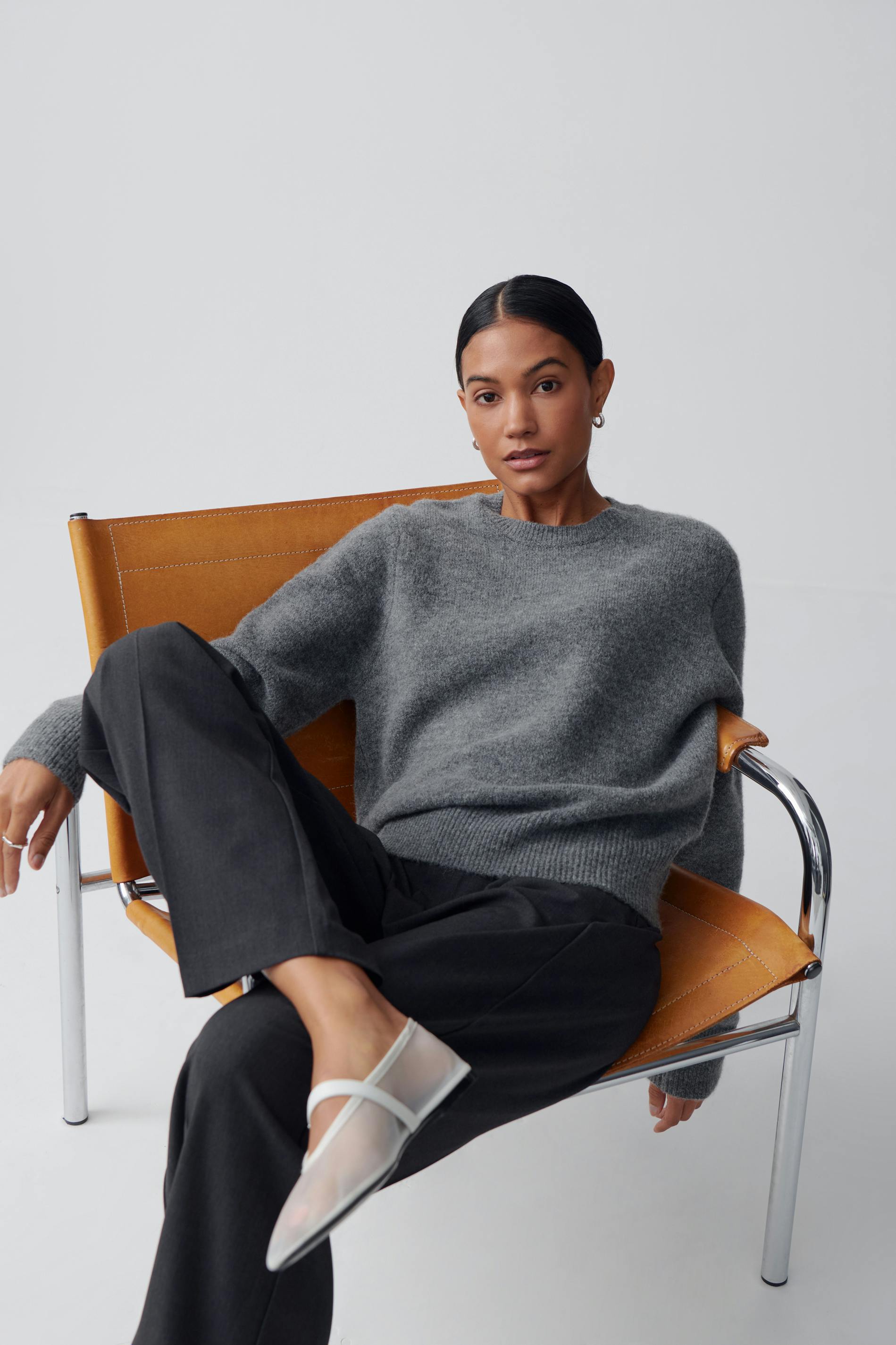 Knitted crew neck sweater