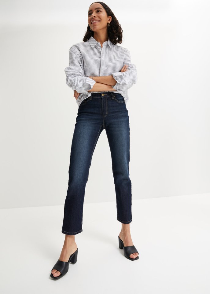 Straight Komfort-Stretch-Jeans, verkürzt