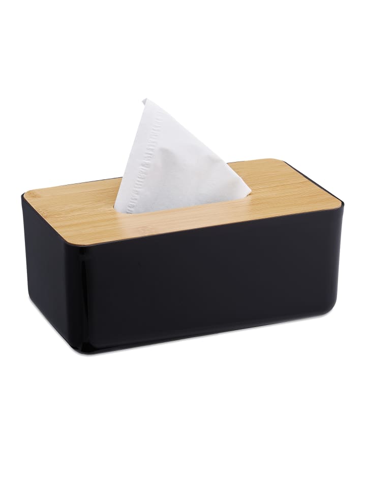 relaxdays Taschentuchbox in Schwarz/Natur günstig kaufen onesize