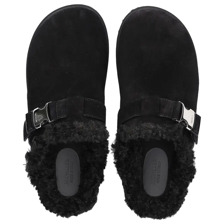 Moncler - Hausschuhe MON MULE Veloursleder - schwarz