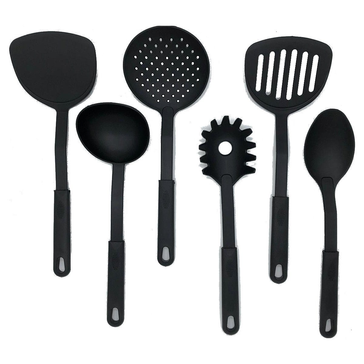 HOOZ Kochbesteck-Set Küchenhelfer-Set 6-Tlg hitzebeständig antihaftend (Set, 6-tlg), Suppenkelle, Pfannenwender, Schaumlöffel,Spaghettilöffel,Servierlöffel