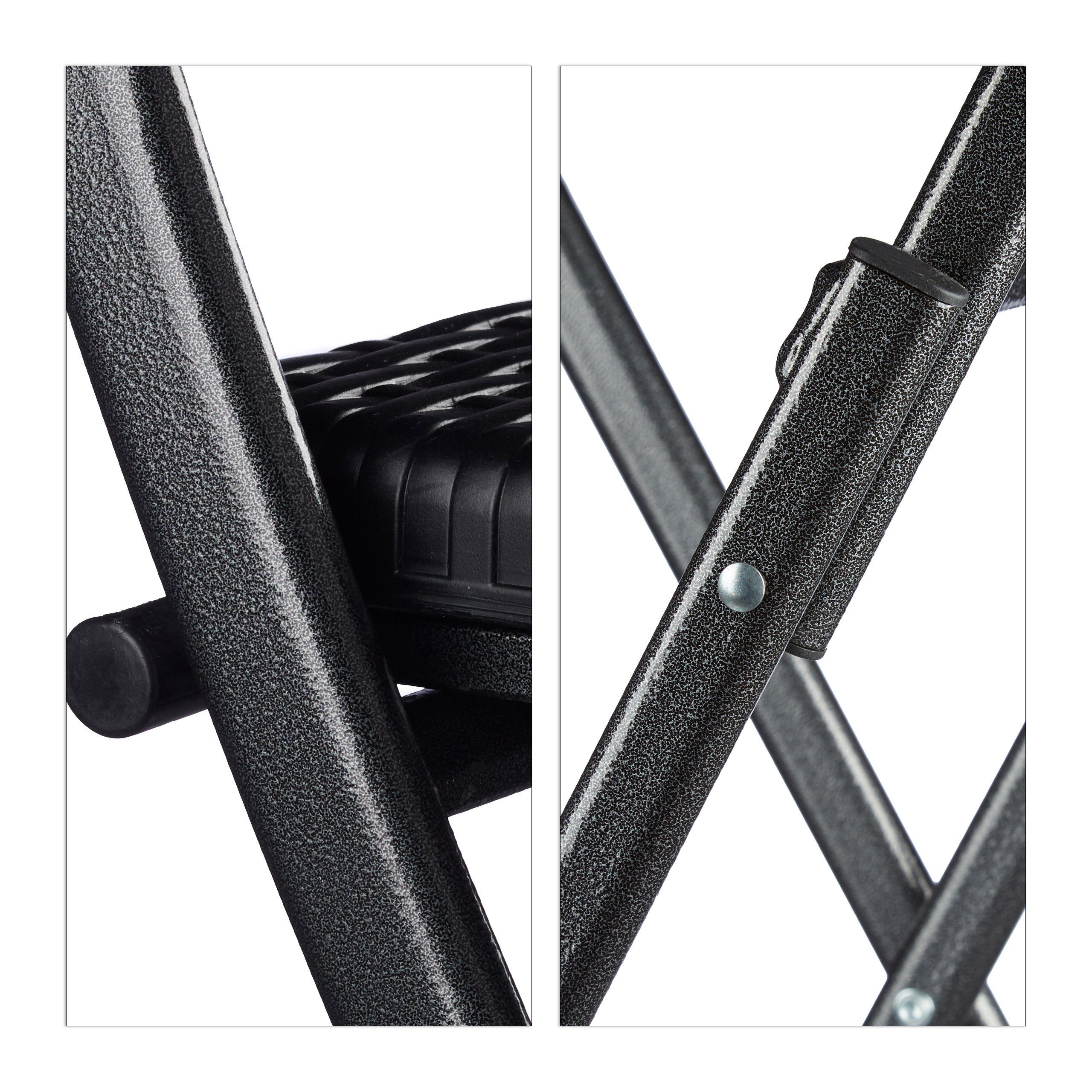 relaxdays Bistrostuhl Barstuhl klappbar BASTIAN 2er Set, Schwarz