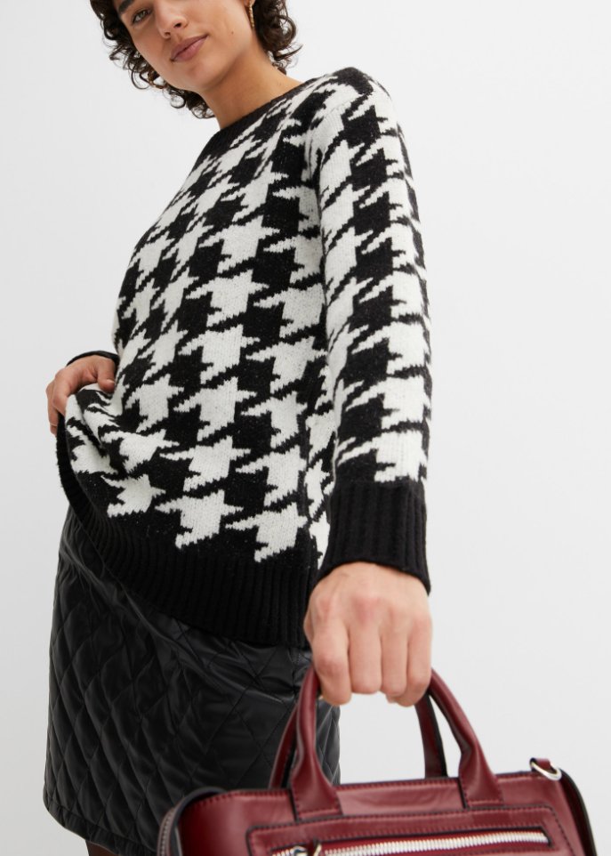 Strick-Pullover mit Rundhalsausschnitt