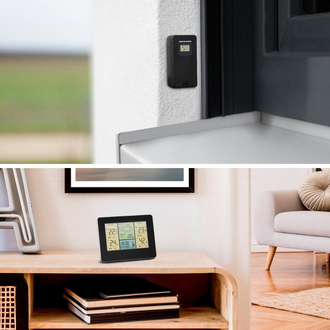 Hama WLAN mit Außensensor, Thermometer/Hygrometer Barometer, App Wetterstation (WLAN, Außensensor, Thermometer/Hygrometer Barometer, App, Farbdisplay)