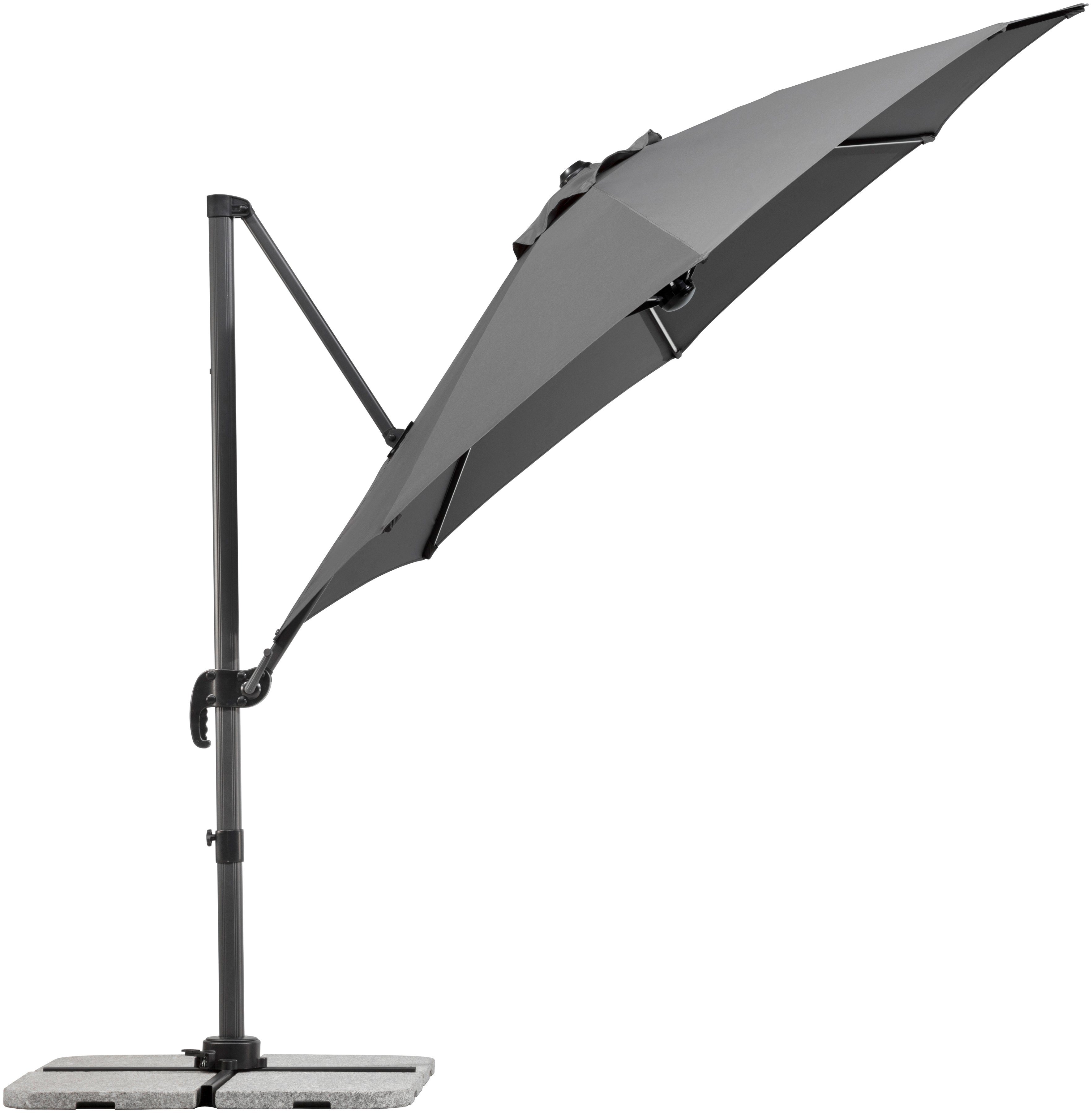 Schneider Schirme Ampelschirm Rhodos Blacklight, mit Schutzhülle und Schirmständer, ohne Wegeplatten