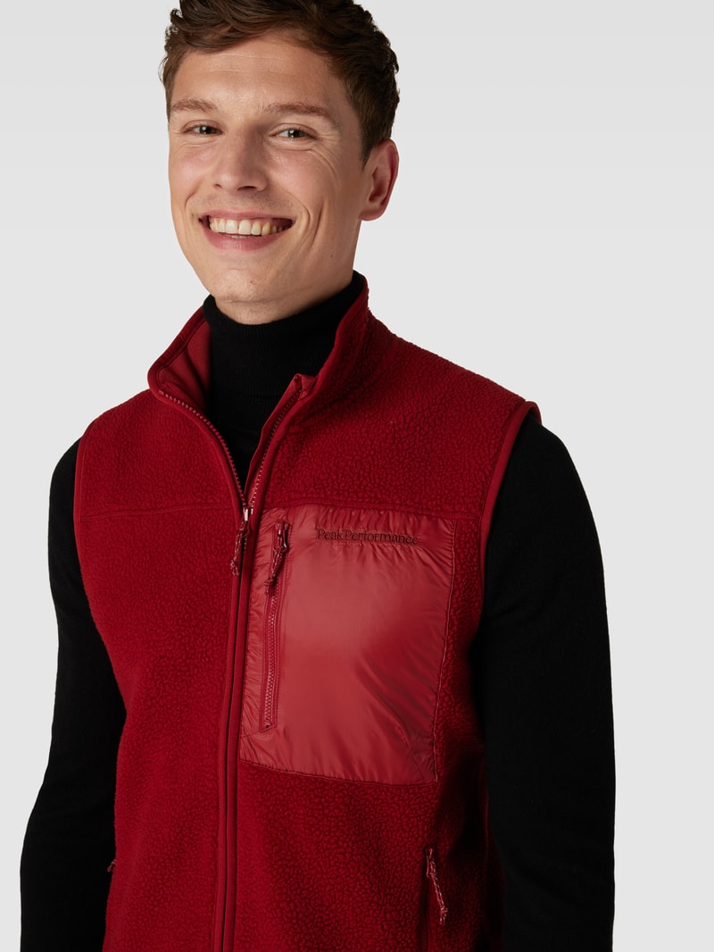 Fleeceweste mit Brusttasche Modell 'Pile' in rot