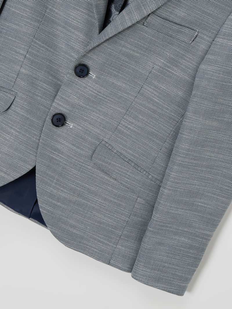 Slim Fit 2-Knopf-Sakko mit Stretch-Anteil in blau meliert