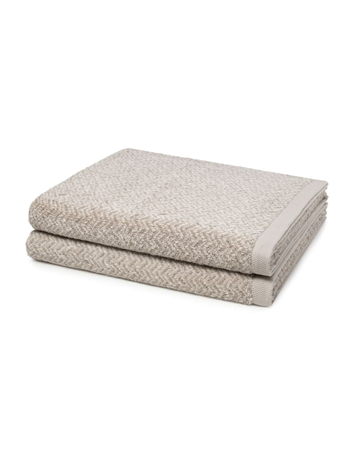 Möve 2 X Duschtuch - im Set Brooklyn Fischgrat in Nature/Cashmere günstig kaufen 80 x 150cm
