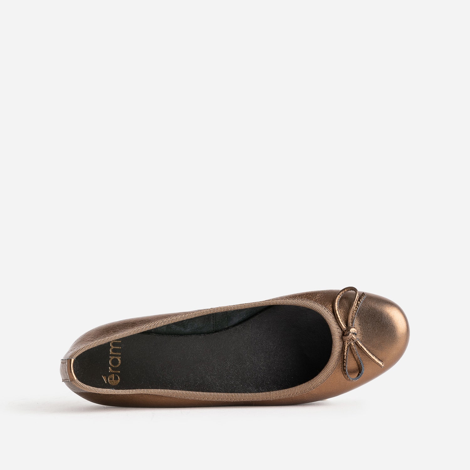 Ballerine bronze en cuir à petit nœud