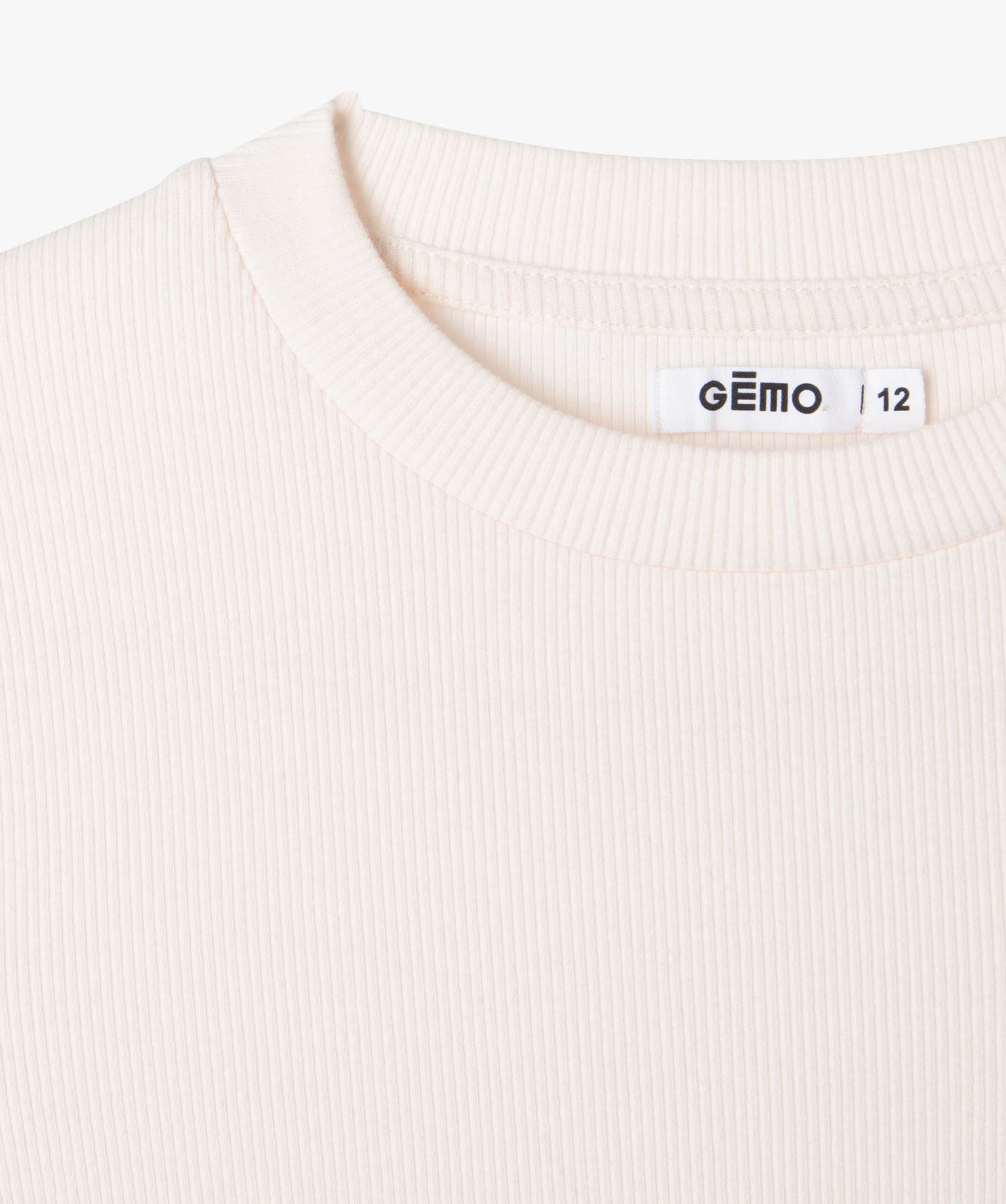 Tee-shirt à manches longues en maille ctelée fille ecru | GEMO