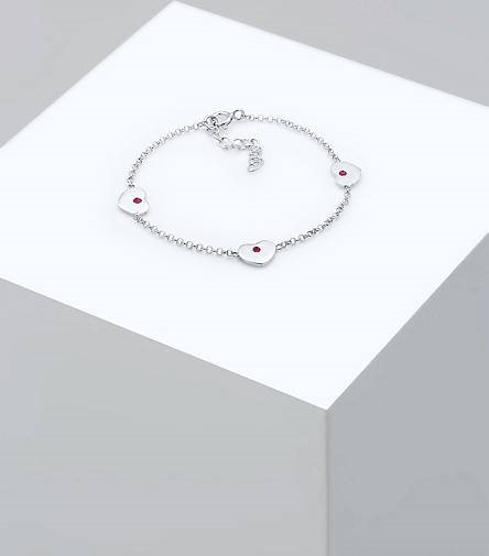 Elli Armband Kinder Herzen Rosa Kristalle Silber