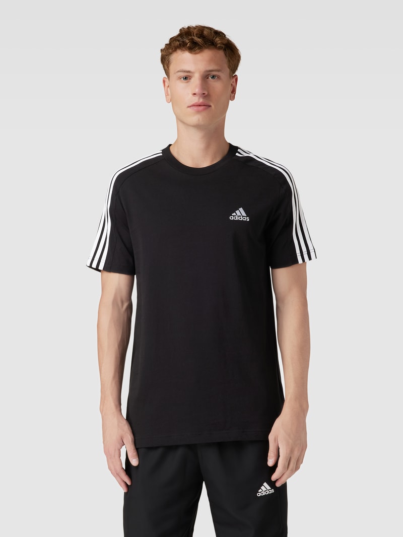 T-Shirt mit Label-Stitching in schwarz