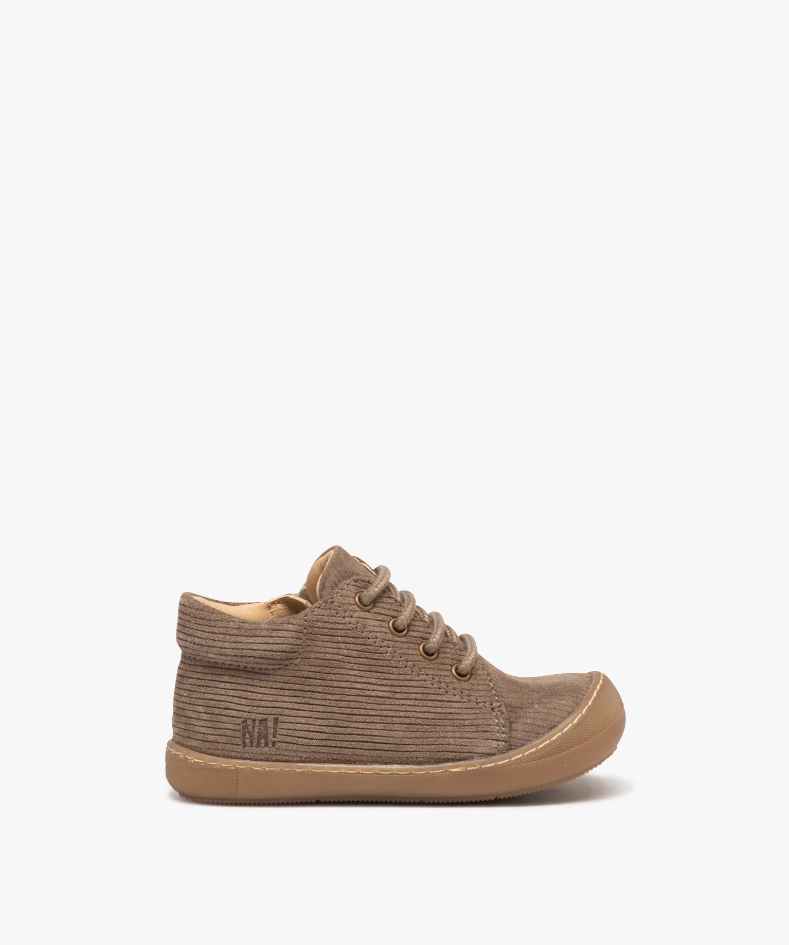 Chaussures premiers pas fille unies en cuir effet velours - NA! taupe | GEMO
