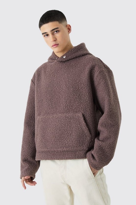 Kastiger Oversize Bouclee Borg-Hoodie