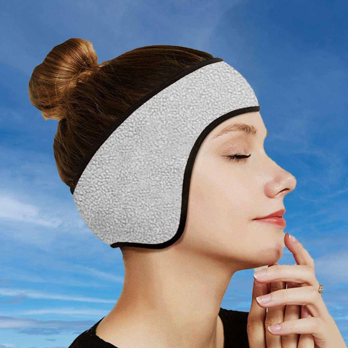 FeelGlad Ohrenwärmer Fleece-Ohrenwärmer-Stirnband für Herren und Damen zum Laufen,Radfahren faltbar