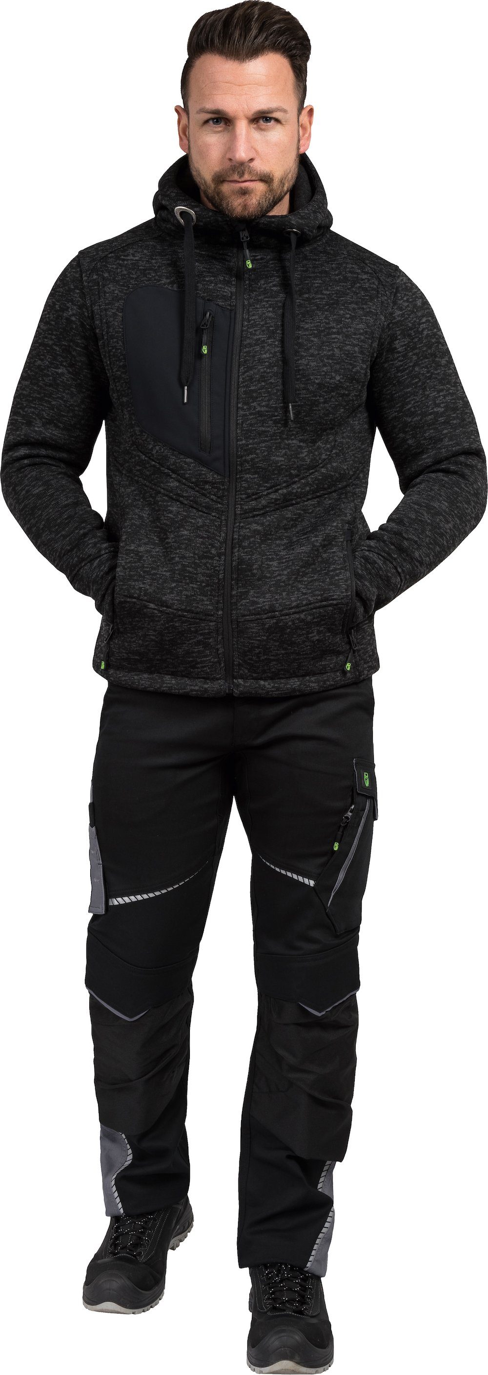 Leibwächter Arbeitshose Arbeitsjacke Strickjacke schwarz Größe S (1-tlg)