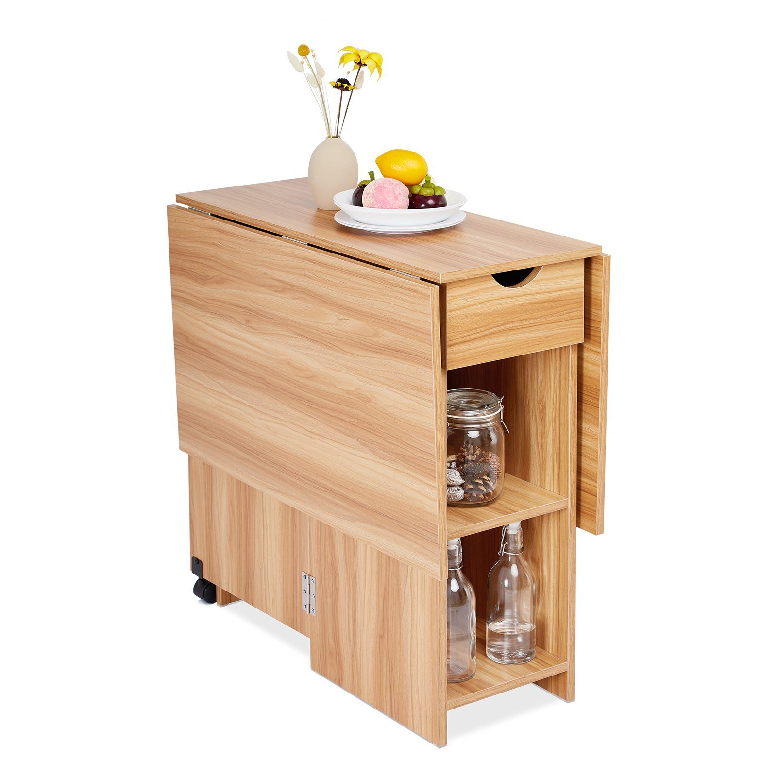 Mondeer Esstisch Klappbarer Esstisch, mit einer Schublade und zwei Lagerregalkonsolen